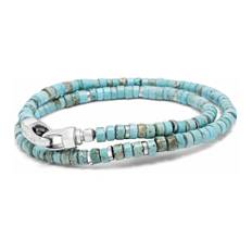 Nialaya, Accessories , Herre, Grå, L, Turquoise Heishi Wrap Bracelet