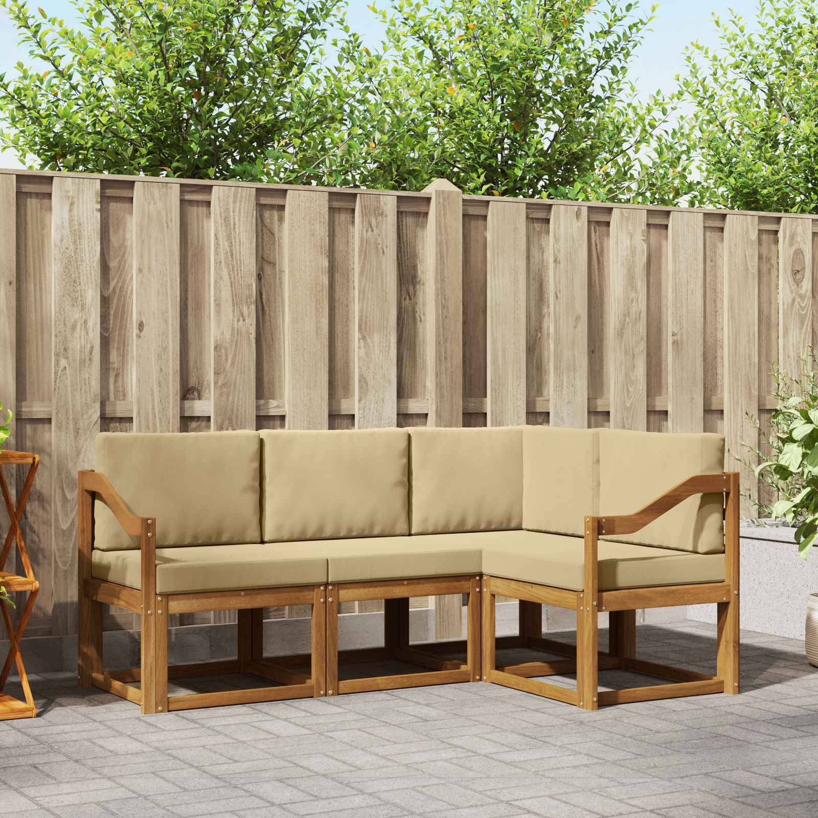 vidaXL Udendørs sofagruppe 4 stk. Naturlig og Beige