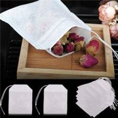 100 st/lot tepåsar tomma tepåsar med snöre läka tätning filterpapper för ört löst te infuser 5.5 x 7cm