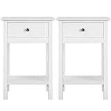 Yaheetech Sängbord, sidobordsset, set om 2 soffbord, litet soffbord, vardagsrum, sovrum, hall, stabil, nordisk design, vit