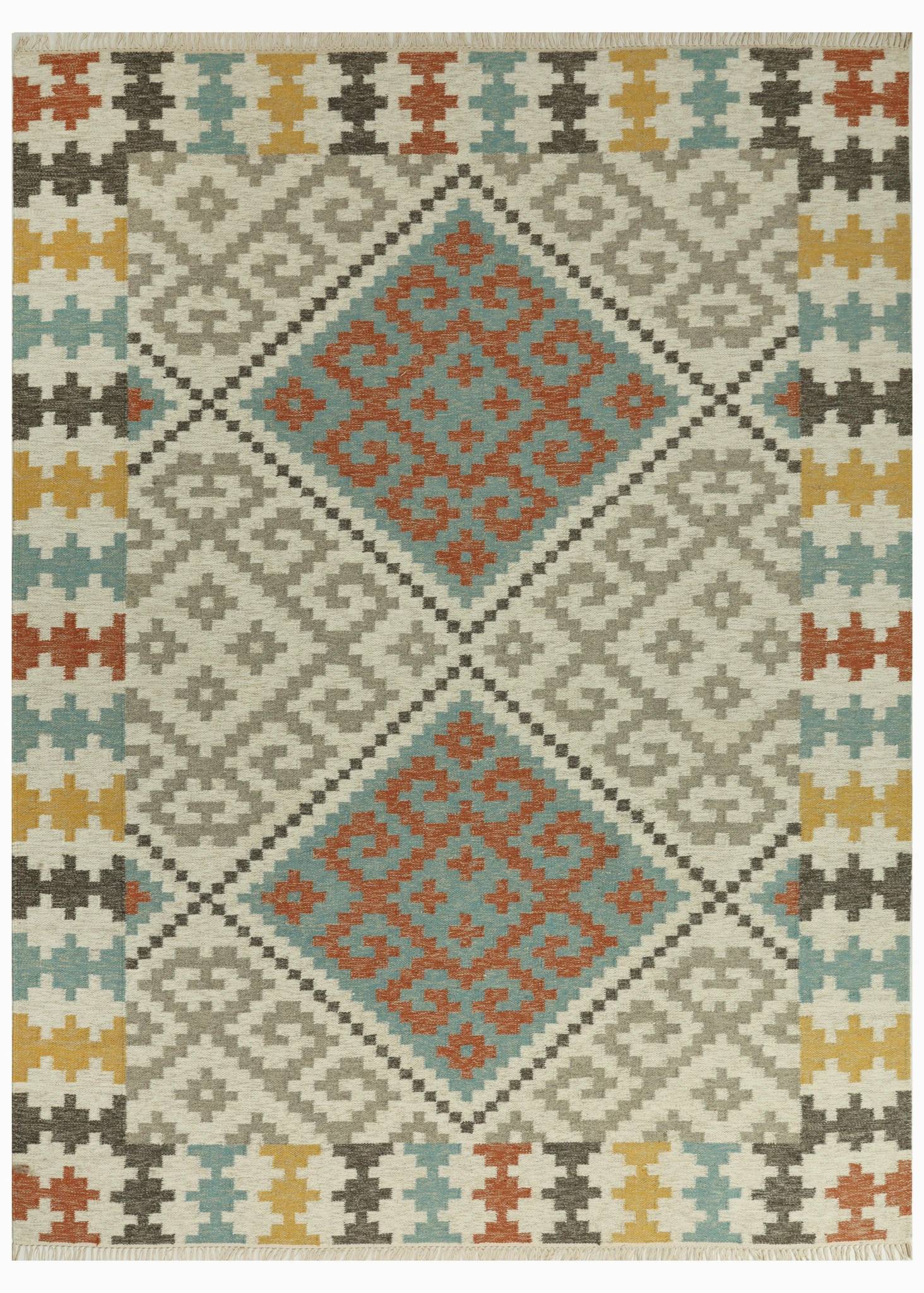 Kelim Dhorri Matta 240x300 Modern Matta Vit / Beige ,Blå / Turkos,Brun,Orange / Gul,Röd,Multi