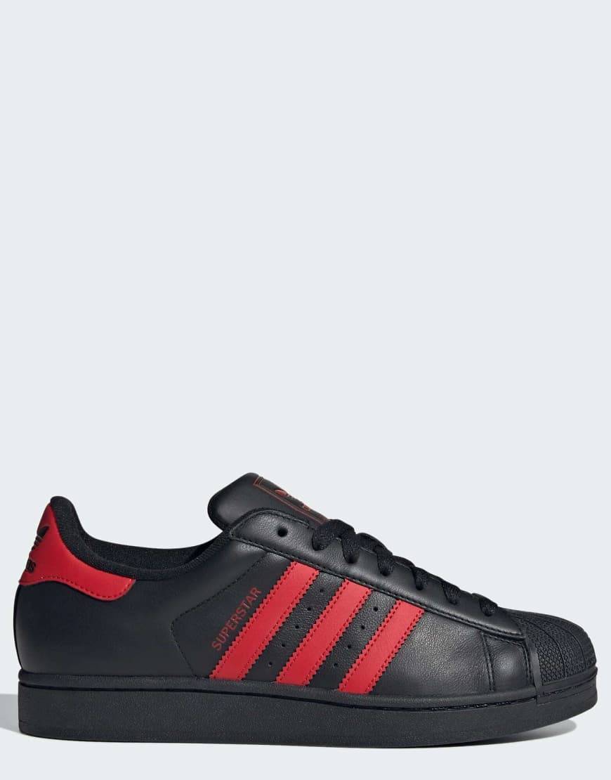 adidas Originals - Superstar II - Sorte/skarlagensrøde sko - 48