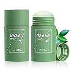 2-pack Green Mask Stick, Green Tea Stick Cleansing Mask, kraftfull grönt te renande lermask, ansiktsrengöring ansiktsmask borttagning av finnar (A)