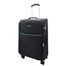 A1 FASHION GOODS 4-hjuls resväska ultralätt mjukt bagage expanderbar TSA-lås resväska kvicksilver svart, Svart, Medium: H68 x L43 x W25, 3.2 kg, 60/68L, Resväska