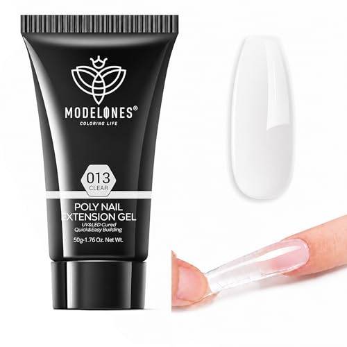 modelones Polygel transparenta färger Starter set 50 ml 1 st, klar poly gel naglar förlängning set nagelgel förlängning snabb byggnad akryl för startare diy salon kit