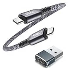 Basesailor Typ C 100 W kabel 0,3 m med USB A-adapter, USBC snabbladdningskabel PD laddningskabel för nya iPhone 16 15 Max, iPad, Samsung Galaxy Z Flip Fold 5, S23 S24 Plus Ultra, A54 5G, Kindle HD