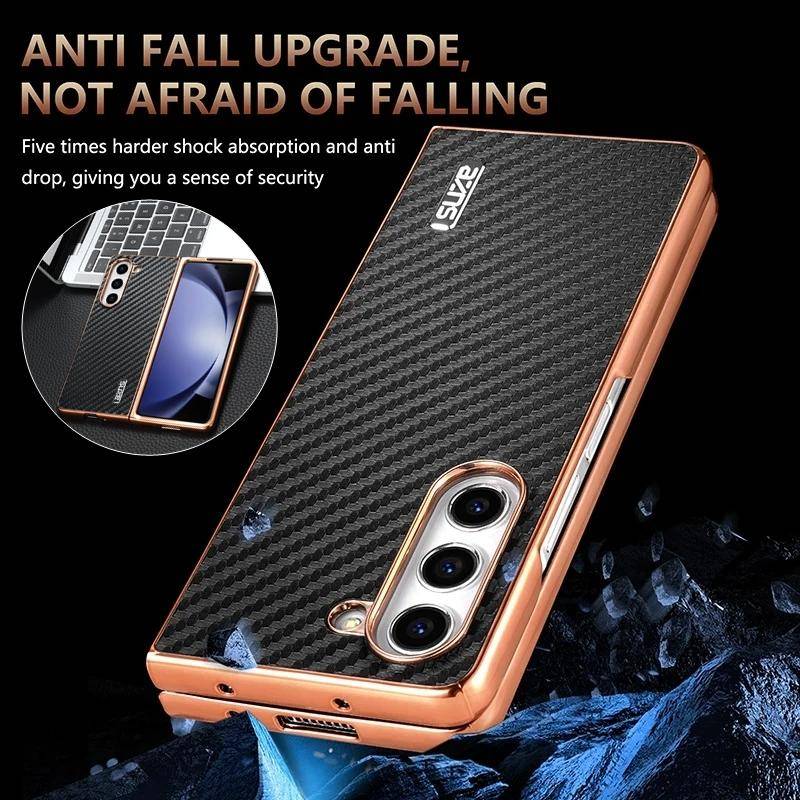 Z Fold8 Ultra för Fodral med Kolfibermönster för Samsung Galaxy Z Fold 8 Ultra 7 6 5 4 3 Galvaniserad Ram Baksida Telefonfodral blå