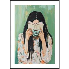Morning Rituals, Woman Reading with Coffee Poster (50x70cm) - Plakater  > Konstaffischer