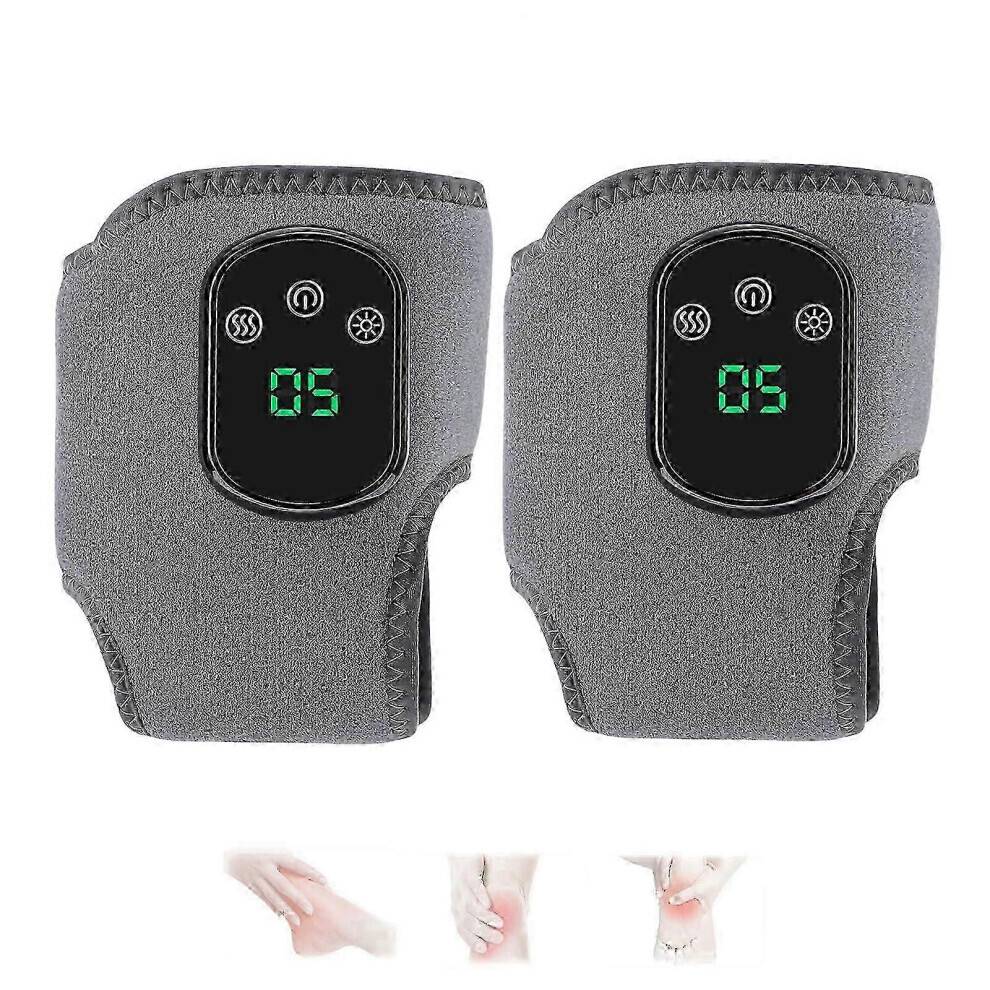 2x 2025 Fodmassageapparat Trådløs Bærbar Triple Metode 3 Vibrationstilstande Opvarmet Ankelbandage Til Hjemmet, Kontoret og Rejser