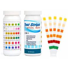 2-pak 6-i-1 Teststrips til Pool Spa, Vandteststrips til Klor/Fri Klor/Ph/Alkalinitet/Cyanursyre/Vandhårdhed, 100 stk