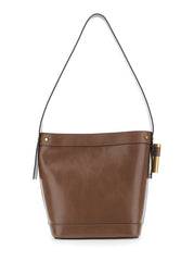 Versace Medusa Logo Leather Bucket Bag — Brown