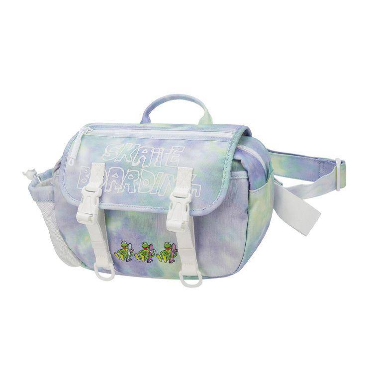 Li Ning X Disney Collaboration Muppets Komit Product Zipper Closure Fabric Tote Bag Regular Tie-Dye Blue Unisex Tote Bag ABDR380-3 Tie-Dye Blue
