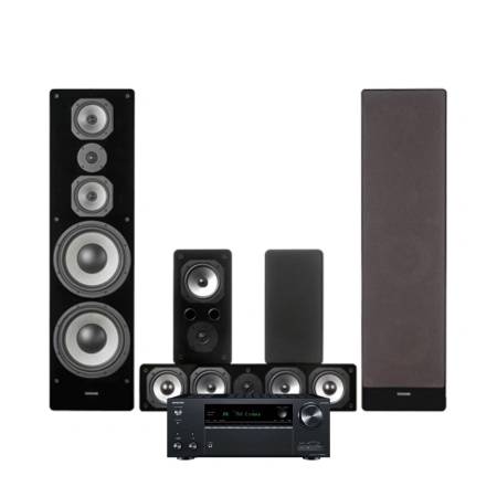Onkyo TX-NR7100 med Dynavoice Challenger M-105 5.0 hjemmebiopakke, sort