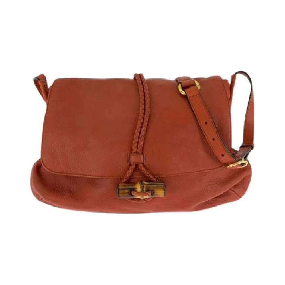 Gucci Vintage Pre-owned Bamboo Læder Skuldertaske - Vintage - Dame - Orange - ONE SIZE - Uld