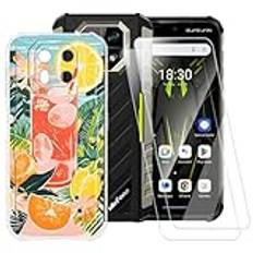 ESACMOT Sommartidsmönster fodral kompatibelt med Ulefone Armor 22 + [2-pack] skärmskydd härdat glas, stöttåligt fodral för Ulefone Armor 22 (6,5 tum)