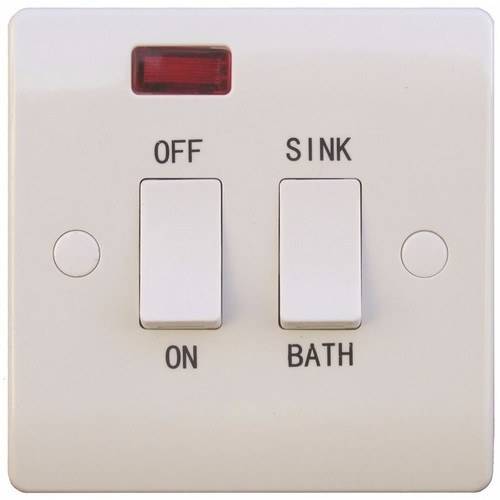 ESR Sline 20A White 2G Dual Immersion Heater Switch with Neon