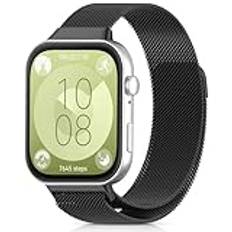 CHANRASI Metallrem kompatibel med Huawei Watch Fit 3 armband, magnetband för Huawei Watch Fit 3, metallarmband, Svart noir noir, Huawei Watch Fit 3