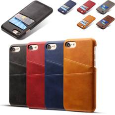 Iphone 7/8/SE 2022/2020 beskyttende etui cover læder kortholder -