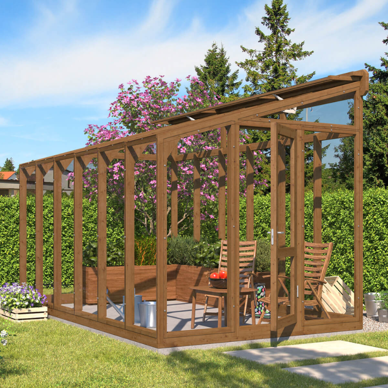 Lähe moderne drivhus ST 3 - Thermowood - 10,5 m²