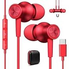 USB C-hörlurar för Galaxy A55 A35 A16 5G A54 A34 Samsung S24 S23, in-ear hörlurar typ C med kabel mikrofon headset USB C-anslutning för iPhone 16 15 Pro Max iPad Air Pixel 9 8a 7 6 Xiaomi 14T 13 12,