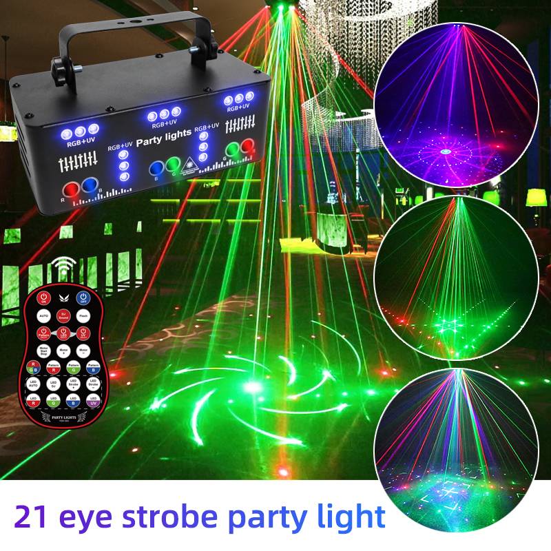21 Eyes DMX-512 Led Dj Light Disco Laser lights Christmas Decoration Beam Strobe light Party Night Club Bar KTV home party