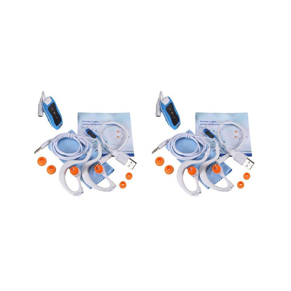 2X 8GB MP3 Player Swimming Underwater Diving Spa + FM Radio Waterproof Headphones
