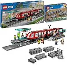 Lego City-spårvagn med stopp (60423): Lego-spårvagn med Lego-skenor, förlängning (60205) – en del av Lego City-nyheter 2024, Lego-järnvägsstation och Lego City-skenor