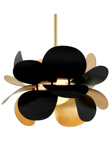 GINGER Loftlampe i stål og glas Ø67,4 cm 1 x E27 - Antik messing/Sorto/Hvid