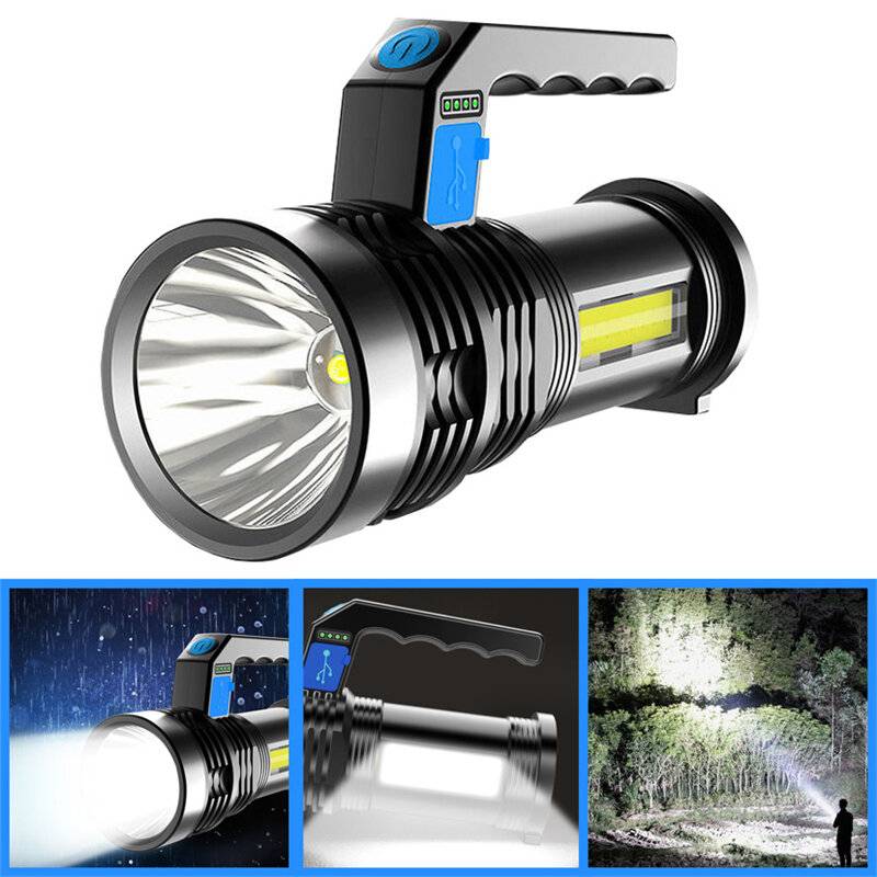 2 ST BIKIGHT P500 Dubbel Ljus 500m Lång Räckvidd Stark Ficklampa med COB Sidelight USB Uppladdningsbar Kraftfull Handhål