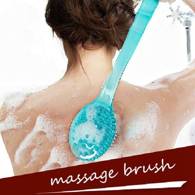 Hudrengöring Långhanterad skrubber Massager Body Back Brush Bad Dusch blå