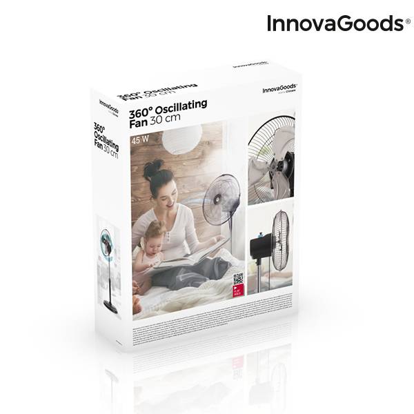 Stående Fläkt InnovaGoods Ø 30 cm 60 W Svart 360° Oscillerande
