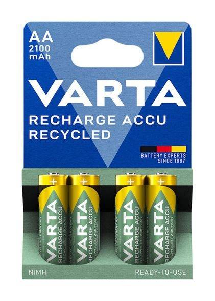 Varta Uppladningsbara Batterier Recycled Agaton, AA, 2100 mAh, 4-pack,