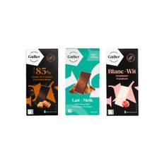Set of chocolate tablets Galler Milk Amonds x White Raspberry x Noir Eclats De Caramel, 3 x 80 g