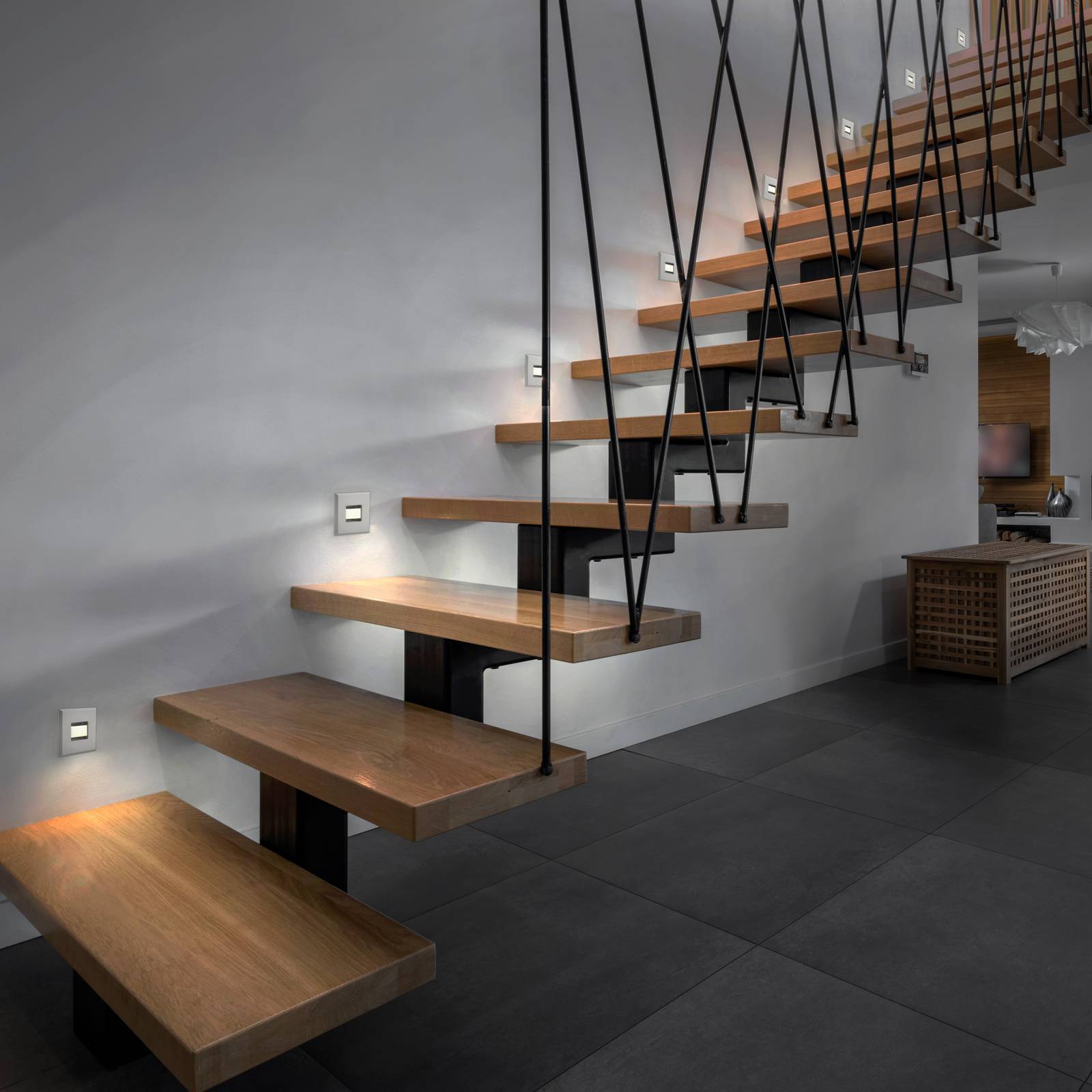 MEGAMAN LED-inbyggnadslampa Tina, vit, längd 9 cm, vridbar Tina, Vitt / opal, Vardagsrum / matsal, Syntetmaterial, Modern, Vägglampa, vägglampa inomhus