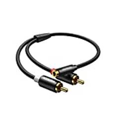 UGREEN RCA Jack 3,5 mm Hona till 2 RCA Hane Kabel Uppgraderad Stereo RCA Jack Adapter Kompatibel med Telefon TV PC Tablet Förstärkare HiFi-System Soundbar Hemmabio Högtalare, 20 CM