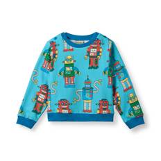 Småfolk Dayton With Robots Sweatshirt Petit Four  Petit four-5-6 Y  Blå  5-6 år  man
