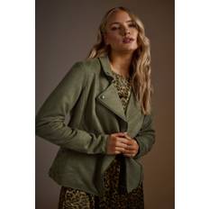 Lts Tall Olive Green Faux Suede Biker Jacket 8 Lts | Tall Women's Jackets