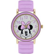 Disney Minnie Mouse Quartz Silver Dial Purple Silicone Strap Girls Watch MN9011