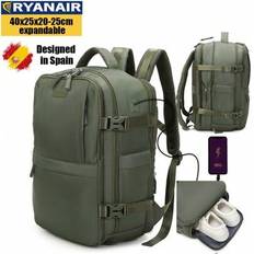 Ryanair Expandable Cabin Travel Backpack 40x25x20-25cm With Shoe Bag, Waterproof Casual Daypack Fits 14&#34; Laptop - Blue/Beige/Black/Pink/Green/Purple/A - Army Green