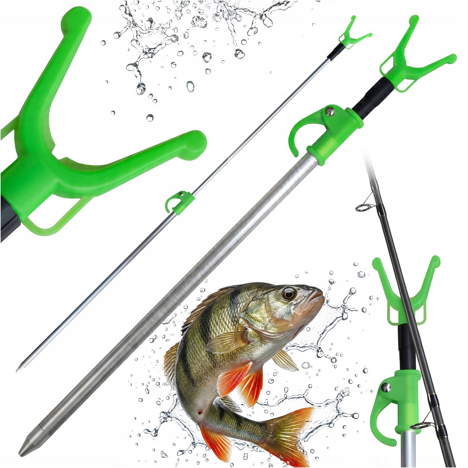 Telescopic Fishing Rod Rest Aluminium 90-160cm, Adjustable Bank Stick with V-Shaped Head, Sharpened Reinforced Ground Spike, Universal Thread for Bite Alarm, Lightweight Rod Holder Stand for Ground