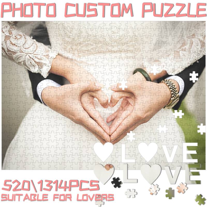Lovers Photo Custom Puzzles Wooden Jigsaw Puzzle with Box Personalized Picture DIY Puzzle Toy 520/1314pcs Couple Confession Gift