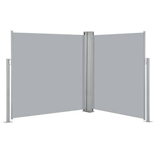 Tidyard Antracit infällbar sidobaldakin, 140 x 600 cm, insynsskydd och vindskydd, sidopersienner, utdragbart solskydd för utomhusbruk, balkong, terrass