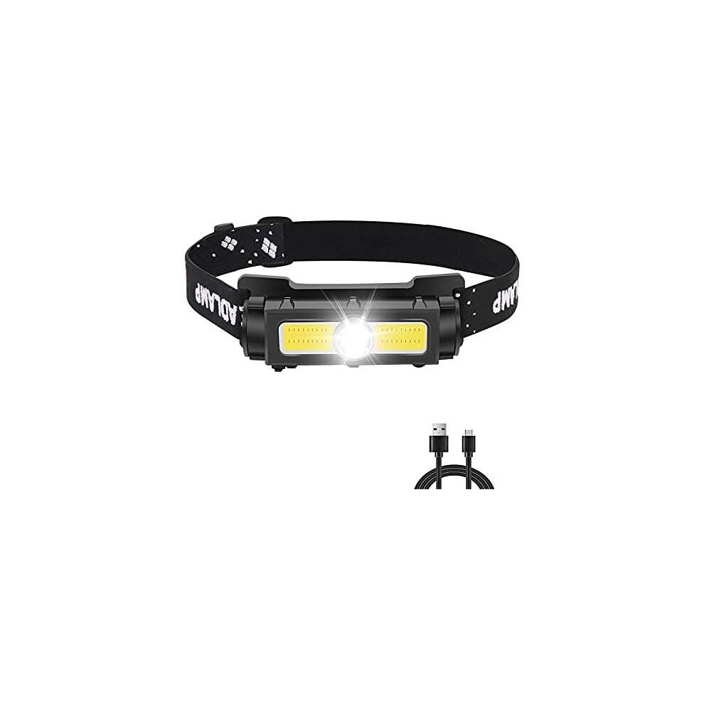 Kraftig pandelampe. 1000 lumen, genopladelig LED-pandelampe med rødt og hvidt lys og aftagelig magnet. 7 tilstande til løb, camping og fiskeri.