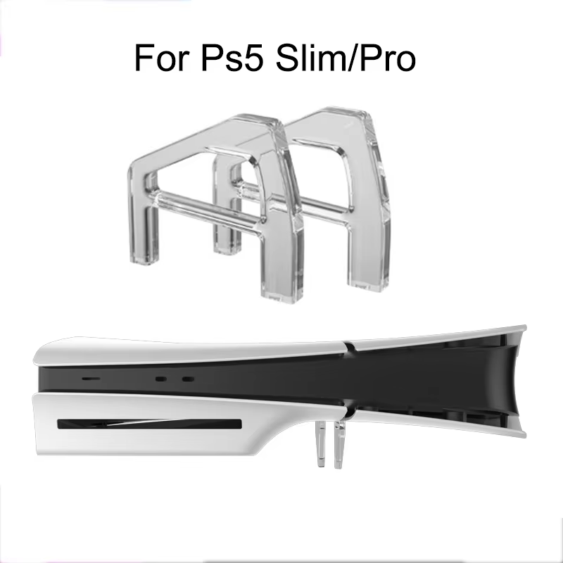 2Pcs Horizontal Stand for PS5 Slim / Pro Transparent Acrylic Triangle Base Holder Support Storage Stand for PS5 Slim Accessories