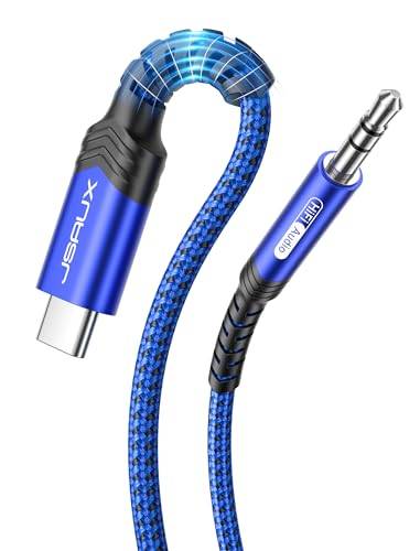JSAUX USB C till jack AUX-kabel 1 m, USBC till 3,5 mm Jack bil hörlurar adapter nylon flätad aux kabel kompatibel med iPhone 16/15 Pro Max, Galaxy S24/S23/S22 Ultra, iPad Pro, Huawei P40-blå
