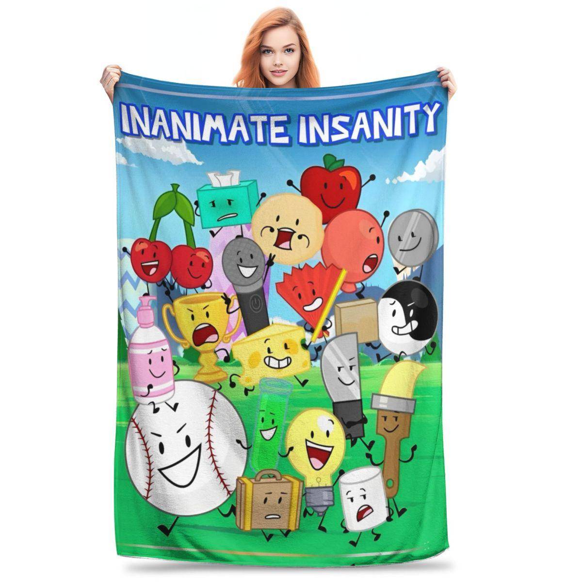 BFDI Oanimerad Anime Pläd för Soffa Battle for Dream Island Fluffig Mjuk Plyschfilt Flera Storlekar för Alla Årstider