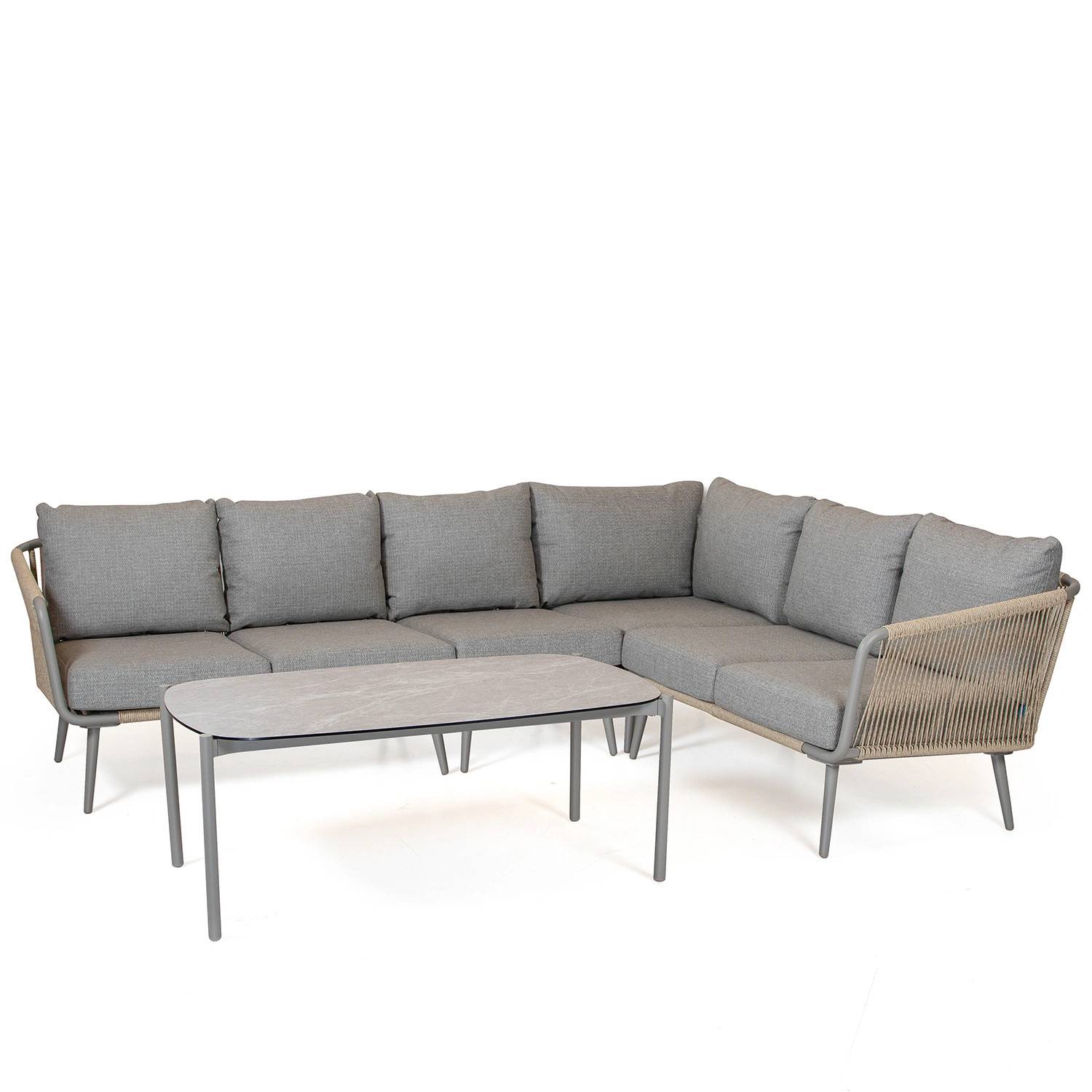 Madeira hörnsoffgrupp med soffbord – khaki/beige - Beige/Taupe