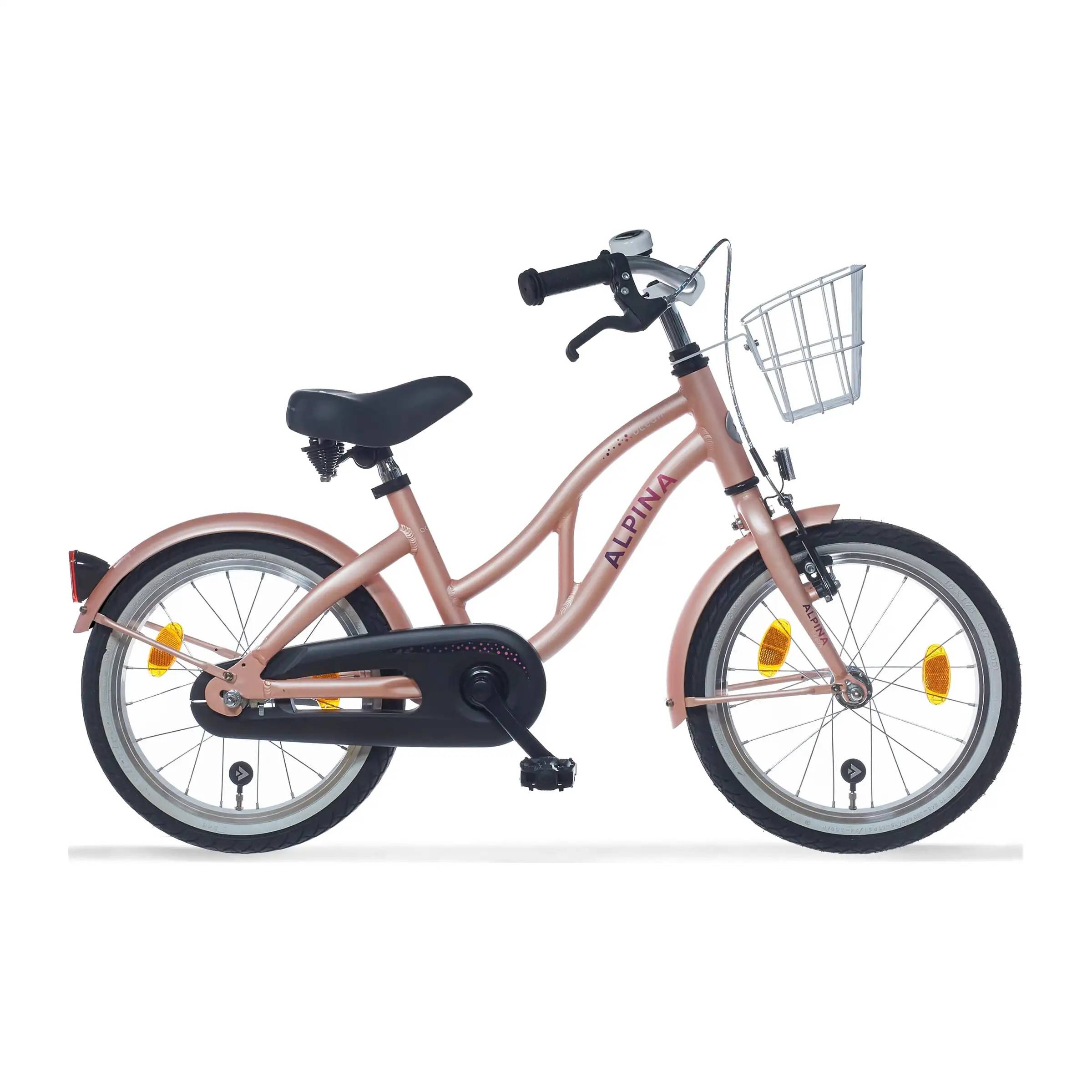 Alpina Ocean 16" pigecykel med fodbremse - misty pink
