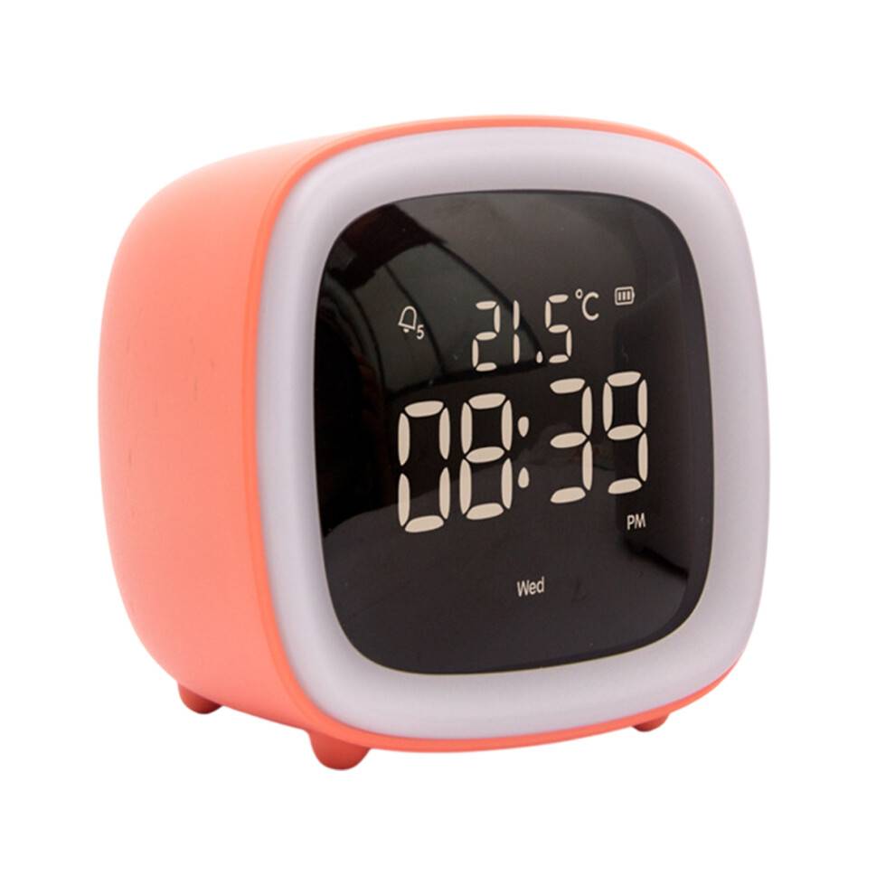 Vækkeur med LED digitalt display, dobbelt alarmfunktion og store tal for nem aflæsning, temperaturvisning og natlys med genopladelig batteri