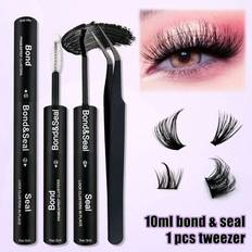1st 10ml Lash Bond And Seal-Cluster Lash Glue+1 Rosa Lash Pincet för känsliga ögon, Pink Lash Bond And Seal and Pincet Lash Lime Vattentätt, Superstar - Svart